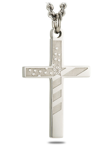 Men's Flag Cross Necklace Proverbs 30:5 by Shields of Strength